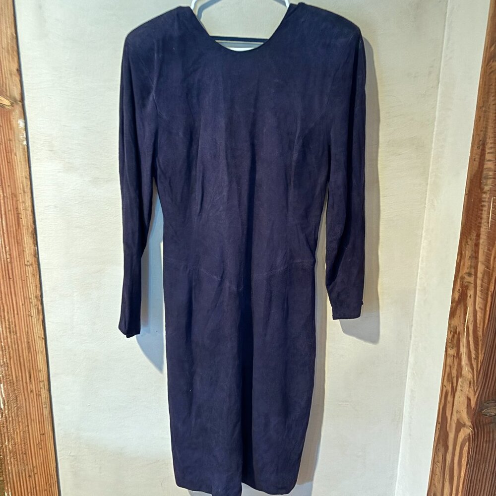Vintage Early 80s Navy Suede Ann Taylor Dress